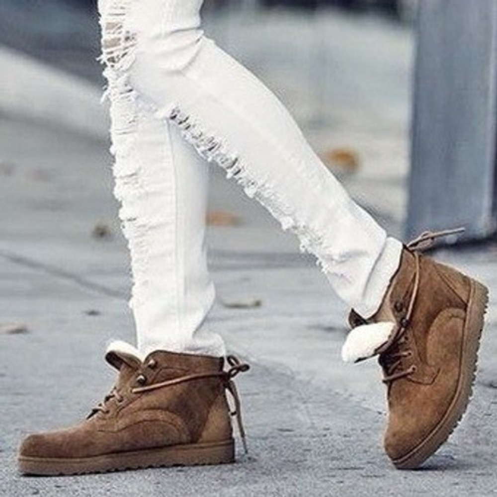 UGG Bethany Classic Slim Chestnut Suede Lace Up Shoes Boots